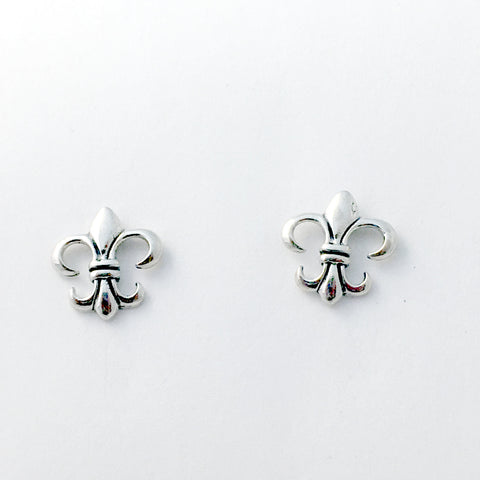 Sterling Silver and Surgical Steel fleur de lis stud earrings- lily, France, New Orleans
