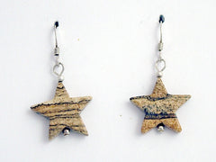 Sterling silver med. Picture Jasper Star dangle earrings-earthtones, astronomy
