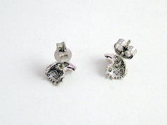 Sterling Silver & Surgical Steel eagle head stud earring- bird of prey, eagles