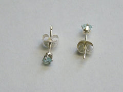 Sterling silver tiny 3mm sky blue topaz stud earrings-studs, light blue,