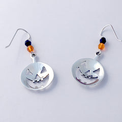 Sterling silver large Jack O' Lantern dangle earring-Halloween,pumpkins,pumpkin