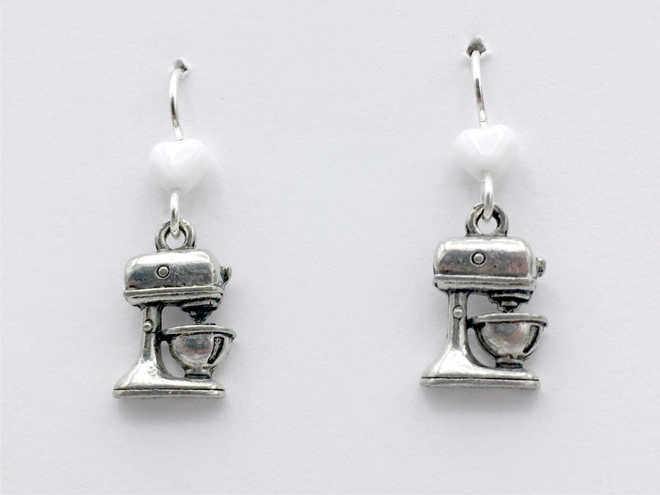 Pewter & Sterling Silver Stand Mixer dangle earrings- chef, cook, Baker, baking