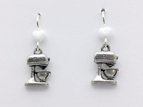 Pewter & Sterling Silver Stand Mixer dangle earrings- chef, cook, Baker, baking