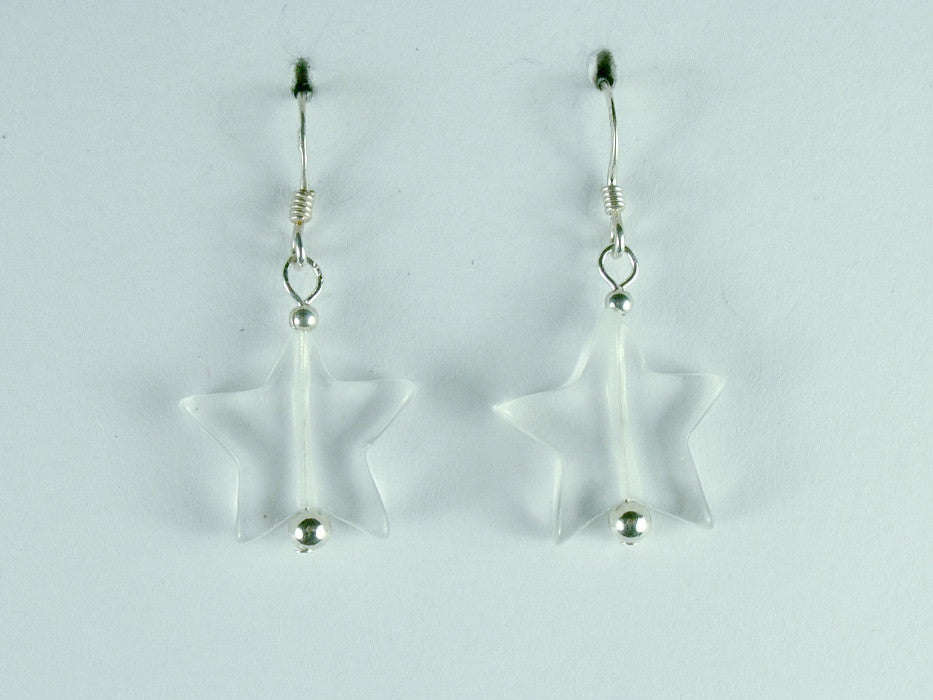 Sterling silver quartz crystal  Star dangle earrings- Stars,Celestial,astronomy