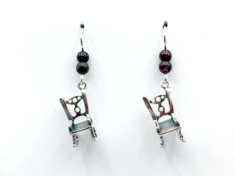 Sterling Silver 3-D Rocking Chair dangle earrings- chairs, woodworker, furniture