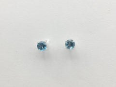 Sterling silver 4mm London Blue Topaz stud earrings-studs, faceted,