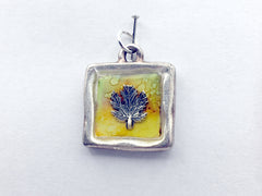 Pewter w/Sterling Silver Maple leaf pendant, alcohol ink, fall colors, leaves
