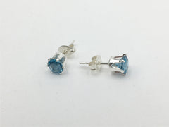 Sterling silver 5mm London Blue Topaz stud earrings-studs, faceted, gorgeous