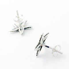 Sterling Silver textured starfish stud earrings-star fish, ocean, tidepool, sea