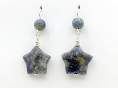 Sterling silver large Sodalite Star dangle earrings- Stars, Celestial, astronomy
