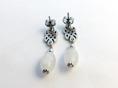 Sterling Silver & surgical steel Celtic knot stud Earrings-snow quartz, knots