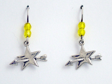 Sterling Silver star with arrow dangle earrings-shoot for the stars, shooting
