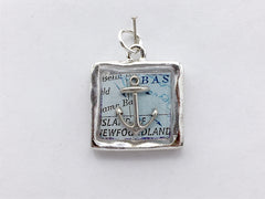 Pewter w/ Sterling Silver Anchor and Map pendant, Newfoundland, sailor, sailing