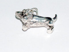 Sterling Silver 3-D Basset Hound dog charm or pendant-  dogs, bassets, hounds