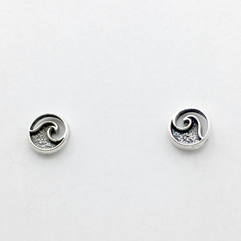 Sterling Silver & Surgical Steel wave stud earrings-ocean, sea, waves, surf, surfer