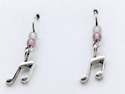 Sterling Silver small Musical Notes dangle earrings-music, musician, singer, score