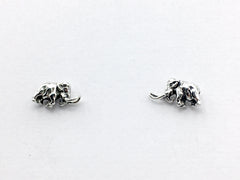Sterling Silver & Surgical Steel small woolly mammoth stud earrings- mammoths