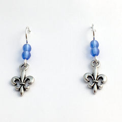 Pewter & Sterling silver Fleur-de-lis earrings- France, heraldry, lily, Scouts