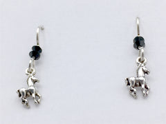 Sterling silver tiny horse dangle earrings- foal, colt, horses,equine,crystal