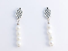 Sterling Silver & surgical steel  Celtic knot stud Earrings- freshwater pearls