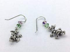 Sterling Silver Easter Bunny dangle earrings- egg, basket, hunt, bunnies, rabbit