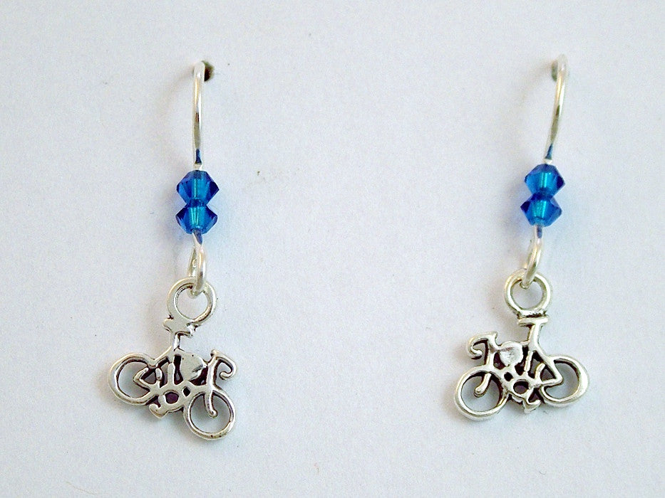 Sterling Silver tiny Bicycle dangle earrings-Bike, cycle, cycling, cyclist,bikes, spin