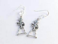 Sterling silver Skeleton w/guitar dangle earring- Day of the Dead,Dia de Muertos