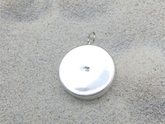 Sterling silver 25mm Round Pendant with Shell, Shells, Sand, Sea glass, Starfish, Star fish, Beach Haven, Taylor Ave, LBI New Jersey shore, tide pool,  alcohol ink art,  beach comber