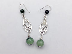 Sterling silver Celtic knot dangle earrings- Ruby in Zoisite, freshwater Pearls, knots