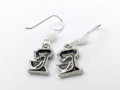 Pewter & Sterling Silver Stand Mixer dangle earrings- chef, cook, Baker, baking