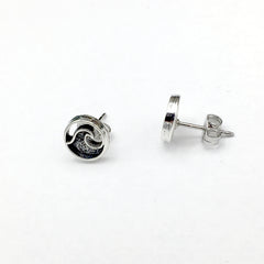 Sterling Silver & Surgical Steel wave stud earrings-ocean, sea, waves, surf, surfer