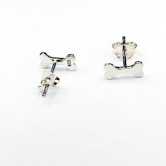 Sterling Silver small dog bone stud earrings- dogs,canine,bones,K9, walker, vet