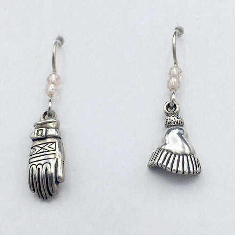 Sterling Silver Ski glove and hat dangle  earrings-skiing-snow -winter- sledding