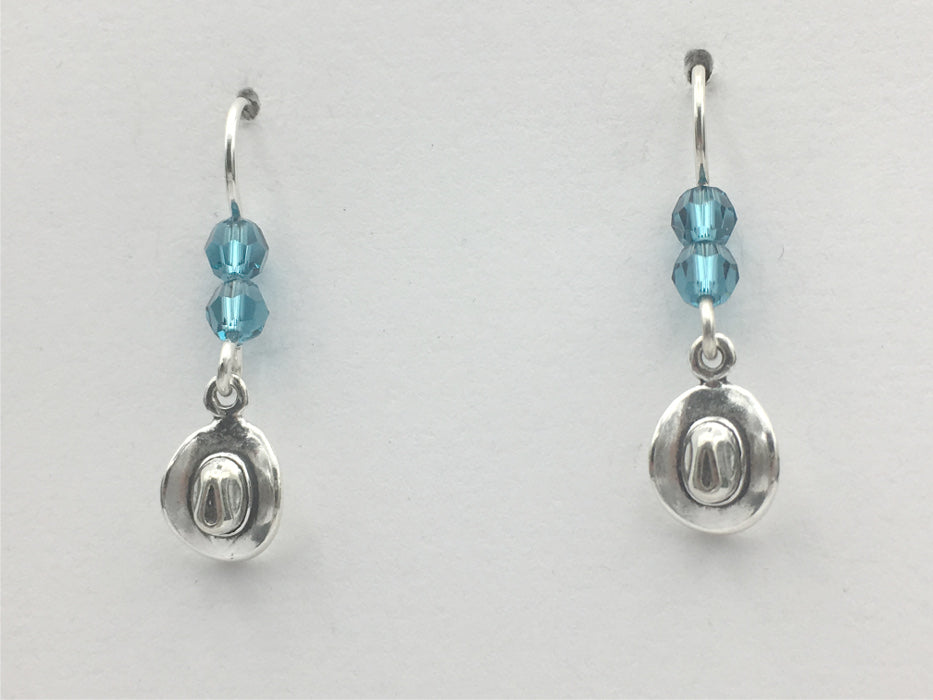 Sterling Silver Tiny Cowboy hat  dangle earrings-horse, cowgirl, hats, western