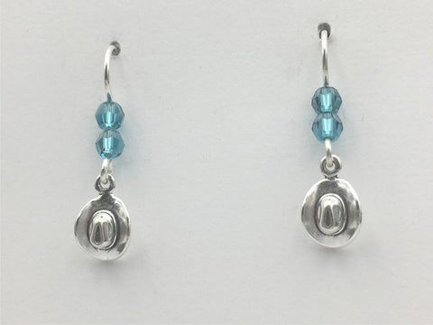 Sterling Silver Tiny Cowboy hat  dangle earrings-horse, cowgirl, hats, western