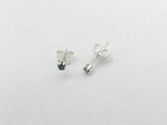 Sterling silver tiny 2mm Black Spinel stud earrings-studs, faceted,