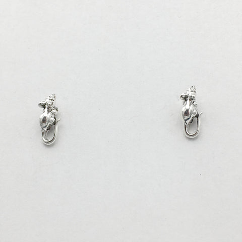 Sterling Silver & Surgical Steel tiny mouse stud earrings-mice, rodents, studs