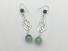 Sterling silver Celtic knot dangle earrings- Ruby in Zoisite, freshwater Pearls, knots