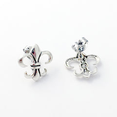 Sterling Silver and Surgical Steel fleur de lis stud earrings- lily, France, New Orleans