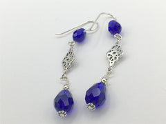 Sterling Silver Double Celtic Knot Dangle Earrings- Cobalt Blue, gorgeous, Knots