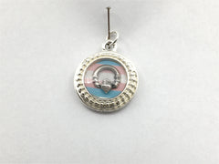 Rd Pewter Transgender flag & sterling silver Claddagh pendant-resin,Pride,LGBTQ