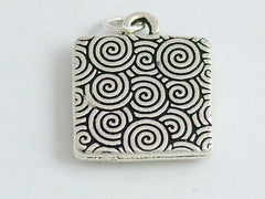 Pewter with hello friend print & sterling silver tiny cat pendant-resin, cats