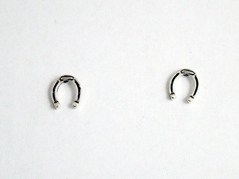 Sterling Silver & Surgical Steel horse shoe stud earring- horseshoe, shoes, pony