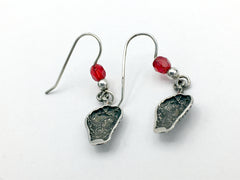 Sterling Silver strawberry dangle earrings-red glass-fruit, berry, strawberries