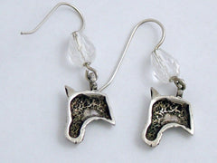 Sterling silver horse head dangle earrings-horses, equus, equine, crystal, pony