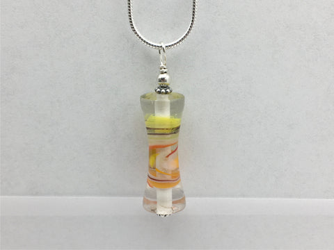 Sterling Silver 16 inch snake chain with multi color swirl glass tube bead pendant
