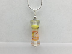 Sterling Silver 16 inch snake chain with multi color swirl glass tube bead pendant