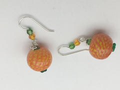 Sterling silver orange and yellow glass pumpkin dangle earrings-Halloween, fall, pumpkins