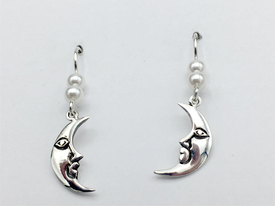 Cubic Zirconia Crescent Moon and Star Dangle Stud Earrings in Solid  Sterling Silver | Banter