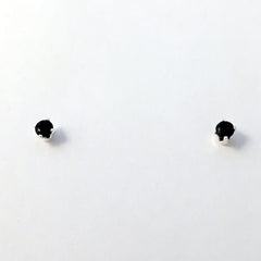 Sterling silver tiny 3mm Black Spinel stud earrings-studs, faceted,